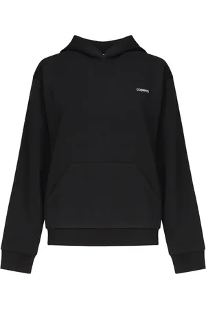 COPERNI Sweatshirts & Hoodies, Dames, Zwart, M, Katoen, Zwarte Katoenmix Hoodie met Logo