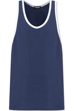 Dsquared2 Tops, Heren, Blauw, L, Katoen, Mouwloos T-shirt