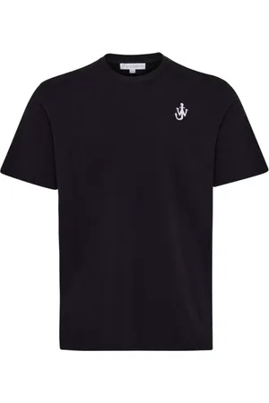 J.W.Anderson Tops, Heren, Zwart, S, Katoen, Anchor Geborduurd T-shirt