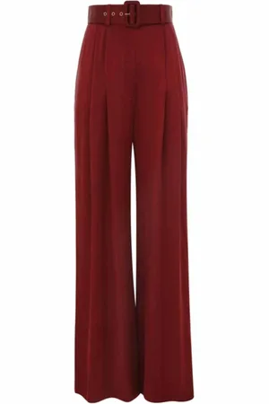ZIMMERMANN Broeken, Dames, Rood, S, Leer, Zijden broek met wijde pijpen