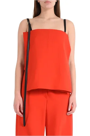 Sportmax Tops, Dames, Rood, XS, Korte top met zijsplitten