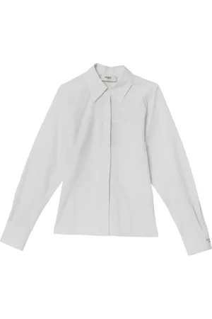 Fendi Blouses & Shirts, Dames, Wit, 2Xs, Katoen, Lange mouwen overhemd