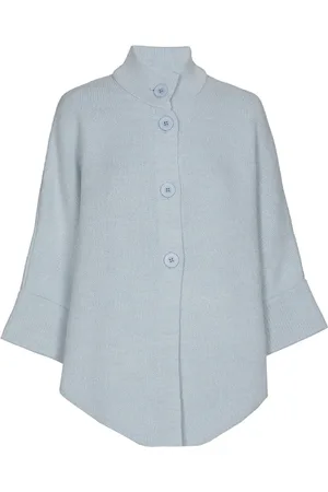 Marie Méro Jassen, Dames, Blauw, M, Blauwe Knoop Cape voor Lente Garderobe