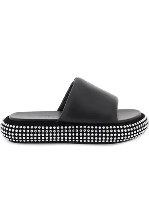 J.W.Anderson Schoenen, Dames, Zwart, 37 EU, Leer, Crystal Bumper Slippers