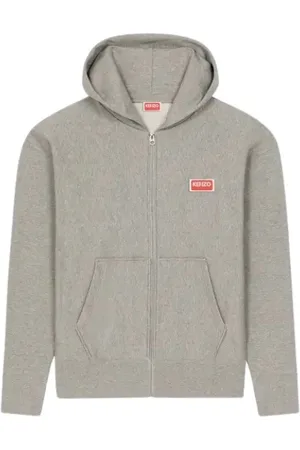 Kenzo Sweatshirts & Hoodies, Heren, Grijs, M, Hooded Zip Sweater met Logo