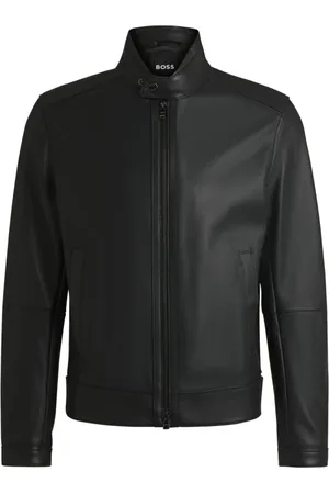 HUGO BOSS Jassen, Heren, Zwart, L, Leer, Jacket