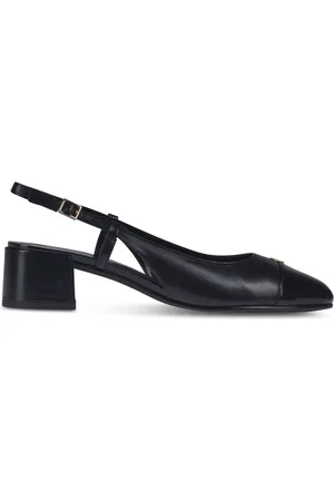 Tory Burch Schoenen, Dames, Zwart, 38 EU, Leer, Cap-Toe Slingback Pumps van 45 mm