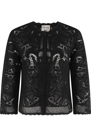 SEMICOUTURE Truien, Dames, Zwart, S, Katoen, Katoenen Geperforeerde Adriana Top