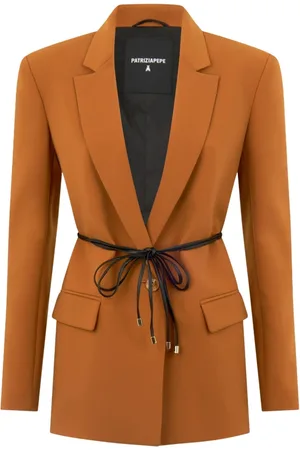 Patrizia Pepe Jassen, Dames, Oranje, L, Polyester, Okerkleurige Oversized Gestructureerde Blazer