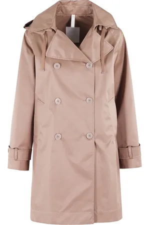 Duno Mantels, Dames, Bruin, M, Katoen, Oversized Double-Breasted Trenchcoat