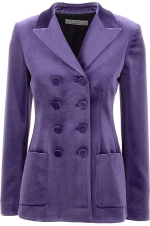 Serafini Jassen, Dames, Paars, S, Velvet Blazer met Reverskraag