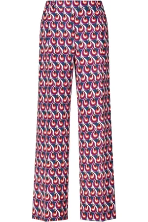 La DoubleJ Broeken, Dames, Veelkleurig, L, Broek met wijde pijpen en wervelend patroon