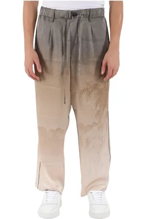 PIERRE-LOUIS MASCIA Broeken, Heren, Veelkleurig, M, Zijden broek met elastische taille