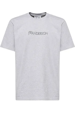 J.W.Anderson Tops, Heren, Grijs, S, Katoen, Geborduurd Logo Grijs T-shirt