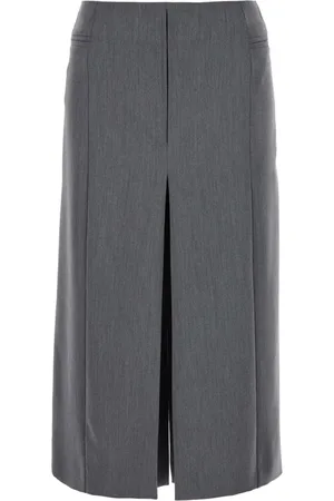 Pinko Rokken, Dames, Grijs, M, Leer, Paladini Fluid Rok