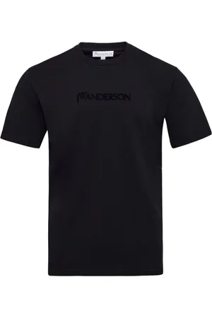 J.W.Anderson Tops, Heren, Zwart, L, Katoen, Logo Embroidery T-shirt