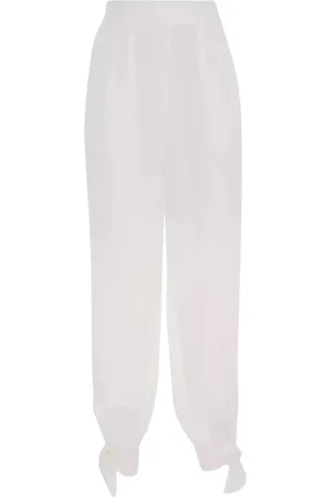 ZIMMERMANN Broeken, Dames, Wit, L, Linnen, Harem Stijl Linnen Broek
