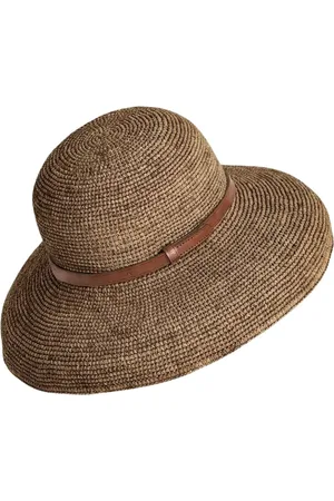 IBELIV Accessoires, Dames, Bruin, ONE Size, Katoen, Gehaakte Raffia Hoed