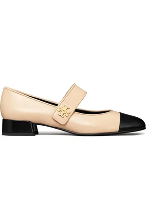 Tory Burch Schoenen, Dames, Roze, 36 EU, Leer, Ballerina`s met decoratieve knoop