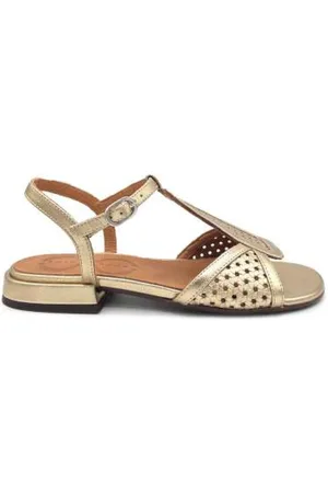 Chie Mihara Schoenen, Dames, Geel, 39 EU, Leer, Gouden leren sandalen met gespsluiting