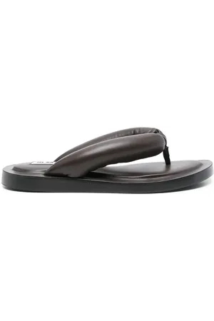 Jil Sander Schoenen, Dames, Bruin, 39 EU, Leer, Bruine leren teenslippers