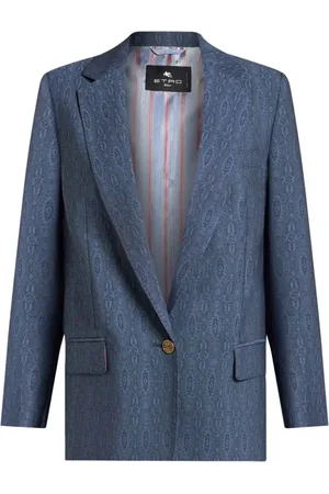 Etro Jassen, Dames, Blauw, XS, Wol, Klassieke Wollen Blazer