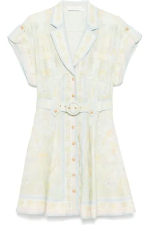 ZIMMERMANN Kleedjes, Dames, Veelkleurig, M, Linnen, Acacia Mini Overhemdjurk