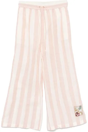ZIMMERMANN Broeken, Dames, Roze, S, Linnen, Linnen Broek met Trekkoord en Streepjeslogo