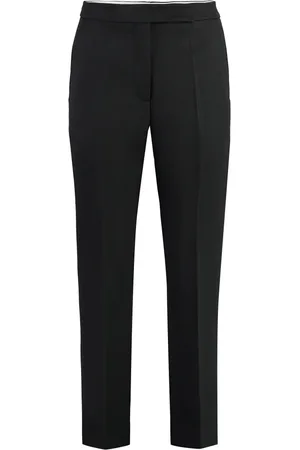 Tory Burch Broeken, Dames, Zwart, S, Wol, Wollen Broek met Achterpaspoelzak