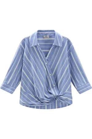 Woolrich Blouses & Shirts, Dames, Blauw, L, Katoen, Gestreept katoenen overhemd
