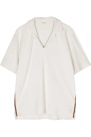 Paul Smith Tops, Heren, Wit, M, Wit Streep Trim Logo T-shirt