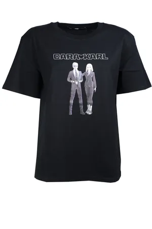 Karl Lagerfeld Tops, Dames, Zwart, 2Xs, Katoen, Avatar T-Shirt