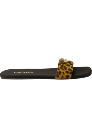 Prada Schoenen, Dames, Bruin, 35 EU, Velvet Luipaard Sandalen