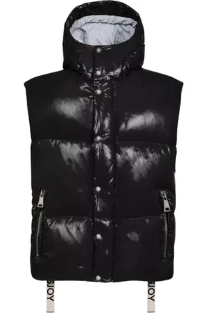 Khrisjoy Jassen, Dames, Zwart, S, Polyester, Zwarte Puffer Bodywarmer met Capuchon
