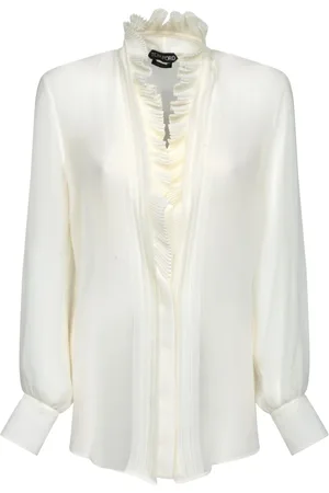 Tom Ford Blouses & Shirts, Dames, Wit, M, Witte Zijden Georgette Blouse