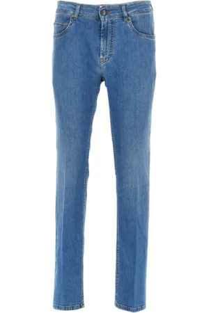 FAY Jeans, Heren, Blauw, W34, Turquoise Slim Fit 5-Pocket Jeans