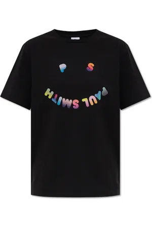 Paul Smith Tops, Dames, Zwart, S, Katoen, T-shirt met gedrukt logo