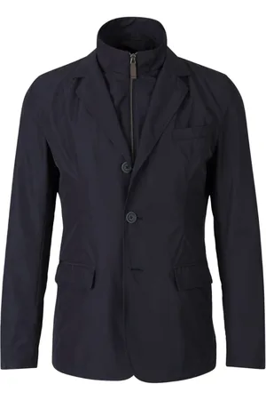 HERNO Jassen, Heren, Blauw, L, Polyester, Byron Blazerjas With Alcantara