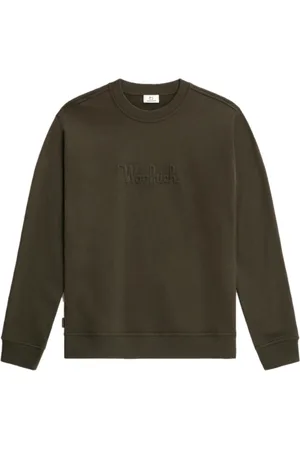 Woolrich Sweatshirts & Hoodies, Heren, Groen, S, Katoen, Luxe Fleece Crewneck Sweatshirt
