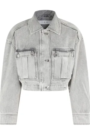 IRO Jassen, Dames, Grijs, S, Denim, Grijze Denim Cropped Jack