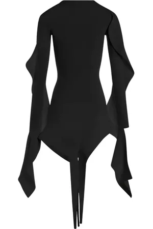MUGLER Kleedjes, Dames, Zwart, S, Asymmetrische Mini Jurk met Ruches