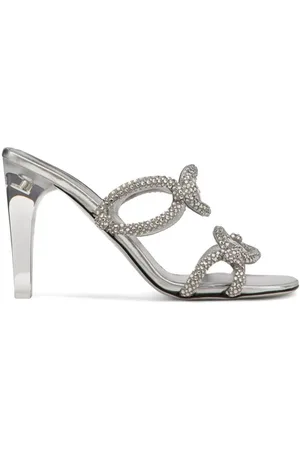 VALENTINO GARAVANI Schoenen, Dames, Grijs, 40 EU, Leer, Chain 1967 Mules met hak