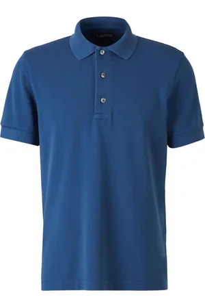 Tom Ford Tops, Heren, Blauw, M, Katoen, Piquet Polo Shirt