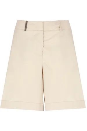 PESERICO SIGN Korte broeken, Dames, , S, Katoen, Katoenen Shorts met Leren Detail