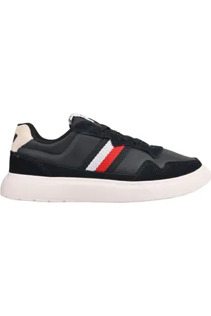 Tommy Hilfiger Schoenen, Heren, Blauw, 43 EU, Leer, Iconische Lage Leren Sneakers