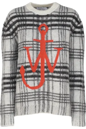 J.W.Anderson Truien, Dames, Wit, S, Wol, Rondgebreide trui met ronde hals