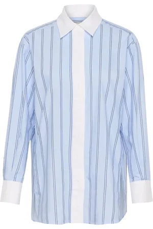 INWEAR Blouses & Shirts, Dames, Blauw, S, Katoen, Collar Oversized Shirt