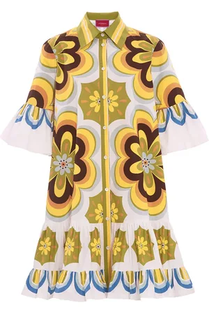La DoubleJ Kleedjes, Dames, Veelkleurig, XS, Katoen, Cotton Poplin Choux Jurk