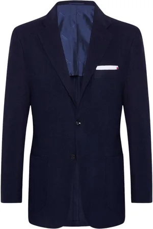 Kiton Pakken, Heren, Blauw, L, Wol, Marineblauwe wollen jas