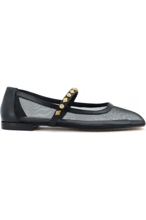 CARRANO Schoenen, Dames, Zwart, 38 EU, Nylon, Nylon ballerina met studs en strass